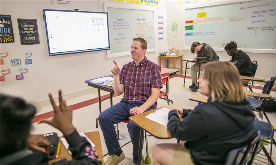  Mr. Jennison teaching a Geometry Class.